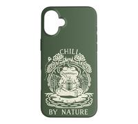 Custodia per iPhone 16 Plus Chill By Nature Cottagecore Frog Meditation Vintage Badge