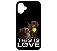 Custodia per iPhone 16 Plus Chocolate Lab This Is Love The Lab Padre The Lab Madre