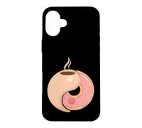 Custodia per iPhone 16 Plus Ciambella al caffè divertente equilibrio colazione