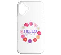 Custodia per iPhone 16 Plus Ciao Primavera Sole Sole Fiore Donna Pasqua Festa della Mamma