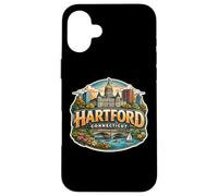 Custodia per iPhone 16 Plus Cimeli di stato per i visitatori della città souvenir di Hartford Connecticut