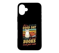 Custodia per iPhone 16 Plus Citazione letteraria "It's A Good Day To Read Books And Pet Cats