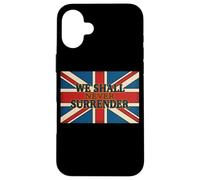 Custodia per iPhone 16 Plus Citazione Union Jack We Shall Never Surrender Churchill