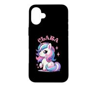 Custodia per iPhone 16 Plus Clara - Simpatico unicorno per ragazze, nome Clara