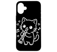 Custodia per iPhone 16 Plus Clarinettista Kawaii Cat