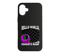 Custodia per iPhone 16 Plus Coder Hello World Goodbye Sleep Computer Science Retro