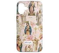 Custodia per iPhone 16 Plus Collage cristiano cattolico floreale vintage della Vergine