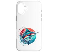 Custodia per iPhone 16 Plus Color Splash Marlin, Pesca in mare profondo oceano per i pescatori