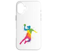 Custodia per iPhone 16 Plus Colorful Handball Enthusiast Design for Sports Lovers