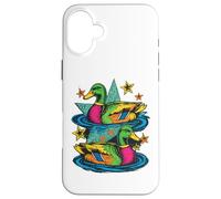 Custodia per iPhone 16 Plus Colorful Preppy Duck Lake Aesthetic Design