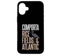 Custodia per iPhone 16 Plus Comporta Portogallo campi di riso e silhouette di cicogna atlantica