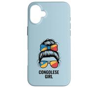 Custodia per iPhone 16 Plus Congolese Ragazza DR Congo Bandiera Nazionale Cheer Winner Match Mom