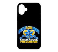 Custodia per iPhone 16 Plus Consapevolezza della prevenzione degli abusi sui minori Girandola Pace, Amore & Speranza