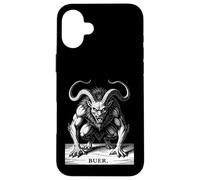 Custodia per iPhone 16 Plus contorto, leone, demone, fantasia, illustrazione