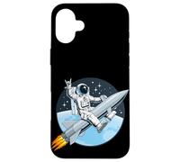 Custodia per iPhone 16 Plus Cool Astronaut Riding a Launch Rocket Illustration