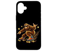 Custodia per iPhone 16 Plus Cool Bigfoot Pattinaggio a rotelle anni '80 Retro Forest Sasquatch