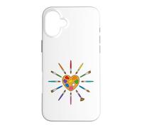 Custodia per iPhone 16 Plus Cool Brush Heart Shape Art Teacher Painter