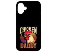 Custodia per iPhone 16 Plus Cool Chicken Daddy Rooster Retro Occhiali da sole Farming Dad