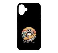 Custodia per iPhone 16 Plus Cool Occhiali da sole Otter Surfing Big Ocean Wave
