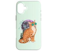 Custodia per iPhone 16 Plus Cool Space Tiger Sunglasses Galaxy Lightning Tiger