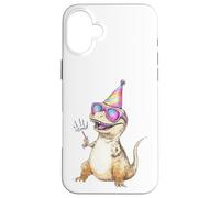 Custodia per iPhone 16 Plus Cool T-Rex Party Dino Celebration Occhiali da sole
