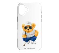 Custodia per iPhone 16 Plus Cool Wild Teddy Bear Playing Golf Style Illustration Graphic