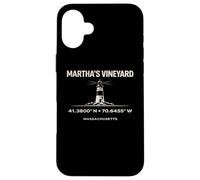 Custodia per iPhone 16 Plus Coordinate del faro di Marthas Vineyard Massachusetts