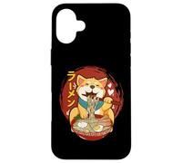 Custodia per iPhone 16 Plus Corgi-Dog Mangiare Ciotola di Ramen Pho Noodle Soup Giappone Kawaii