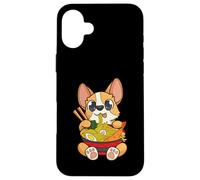 Custodia per iPhone 16 Plus Corgi-Dog Mangiare Ciotola di Ramen Pho Noodle Soup Giappone Kawaii