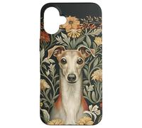 Custodia per iPhone 16 Plus Cottage floreale da giardino con levriero italiano rosso fulvo