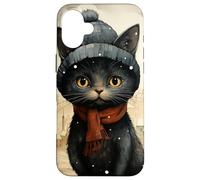 Custodia per iPhone 16 Plus Cozy Black Cat Autumn Cottagecore - Cute Autumn Winter Kitty