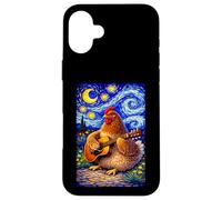 Custodia per iPhone 16 Plus Cozy Chicken Playing Guitar Whimsical Art Music Farmer Hen