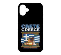 Custodia per iPhone 16 Plus Creta Grecia Bandiera Isola Grafico di viaggio