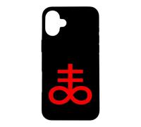 Custodia per iPhone 16 Plus Croce Leviatano Zolfo Nero Simbolo Magia Occulta Satanica