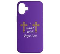 Custodia per iPhone 16 Plus Croce Romana. Io sto con Papa Leone.