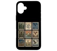 Custodia per iPhone 16 Plus Cryptid Stamp Set Bigfoot Yeti Mothman Legendary Creatures