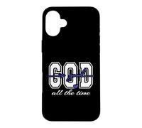 Custodia per iPhone 16 Plus Cuore carino con scritta in lingua inglese "God Is Good All The Time"