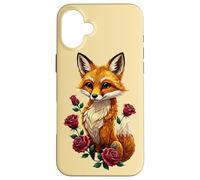 Custodia per iPhone 16 Plus Cute Fox Roses Foresta Animale Volpe Rossa Fiori