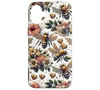 Custodia per iPhone 16 Plus Cute Heart And Flower Pattern For Women With Honey Bees