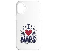 Custodia per iPhone 16 Plus Cute I heart Naps design for Moms, Sleepy Girl Funny Mom