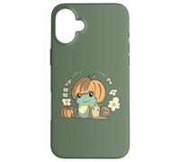 Custodia per iPhone 16 Plus Cute Kawaii Fall Cottagecore Aesthetic Frog With Pumpkin