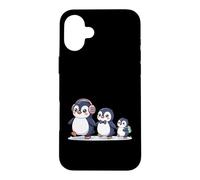 Custodia per iPhone 16 Plus Cute Penguin Family Walking Winter Cartoon