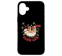 Custodia per iPhone 16 Plus Cute Sloth Sleeping on a Tree Branch Lazy Relax