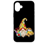 Custodia per iPhone 16 Plus Cute Teacher Gnome With Big Yellow Bus For School Bus Driver