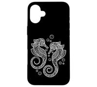 Custodia per iPhone 16 Plus Cute Womens Girls Two Mandala Pattern Seahorse Lover