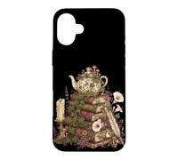 Custodia per iPhone 16 Plus Dark Academia Cottagecore Tea Books Botanical Mushroom
