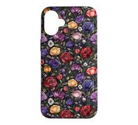Custodia per iPhone 16 Plus Dark Academia Floreale Vintage Botanico Rose Pattern