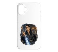 Custodia per iPhone 16 Plus Dark Fantasy Fae, argento, spada, romanticismo, pelle, corte