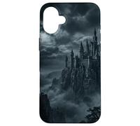 Custodia per iPhone 16 Plus Dark Gothic Castle Scogliera Fantasia Mistero Paesaggio Grafico