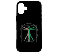 Custodia per iPhone 16 Plus DaVinci Vitruvian Uomo con UFO UAP Alien Science Design